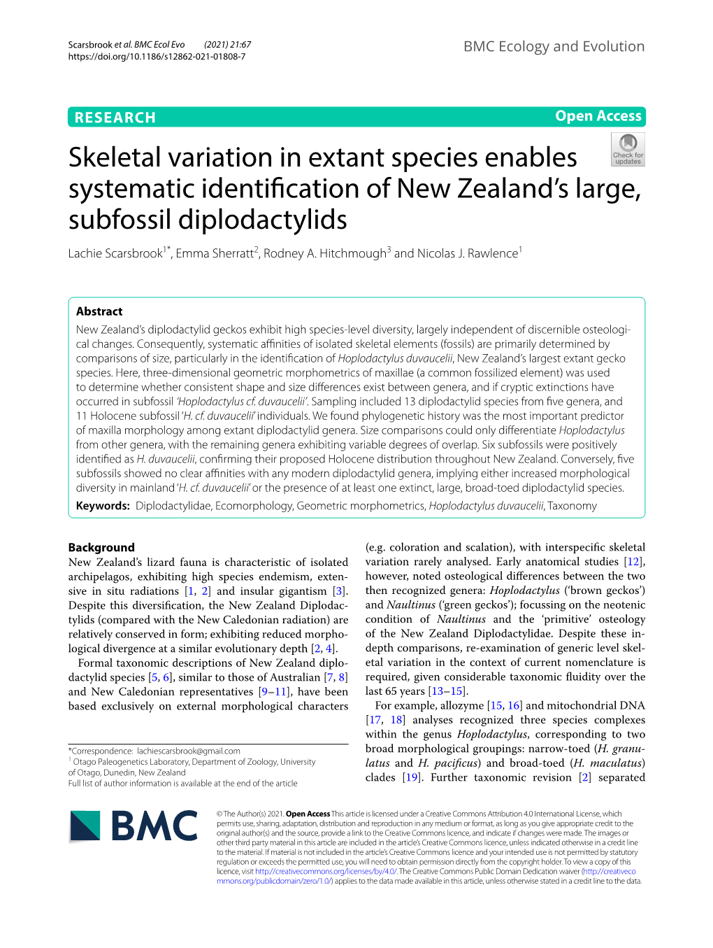 Skeletal Variation in Extant Species Enables Systematic Identification of New Zealand's Large, Subfossil Diplodactylids