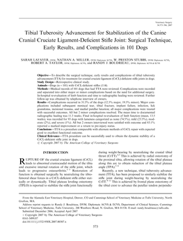 Tibial Tuberosity Advancement For