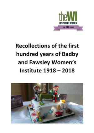 Recollections of the First Hundred Years of Badby and Fawsley Women’S