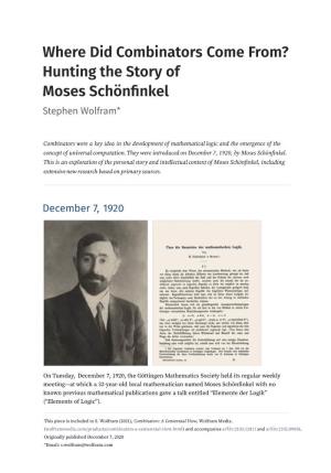 Hunting the Story of Moses Schönfinkel