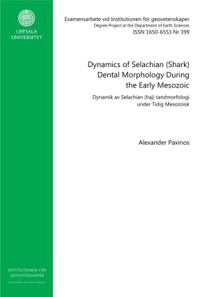 Shark) Dental Morphology During the Early Mesozoic Dynamik Av Selachian (Haj) Tandmorfologi Under Tidig Mesozoisk
