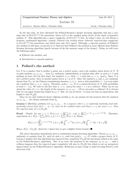 Pollard's Rho Method