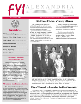 QVLGH City of Alexandria Launches Resident Newsletter City Council
