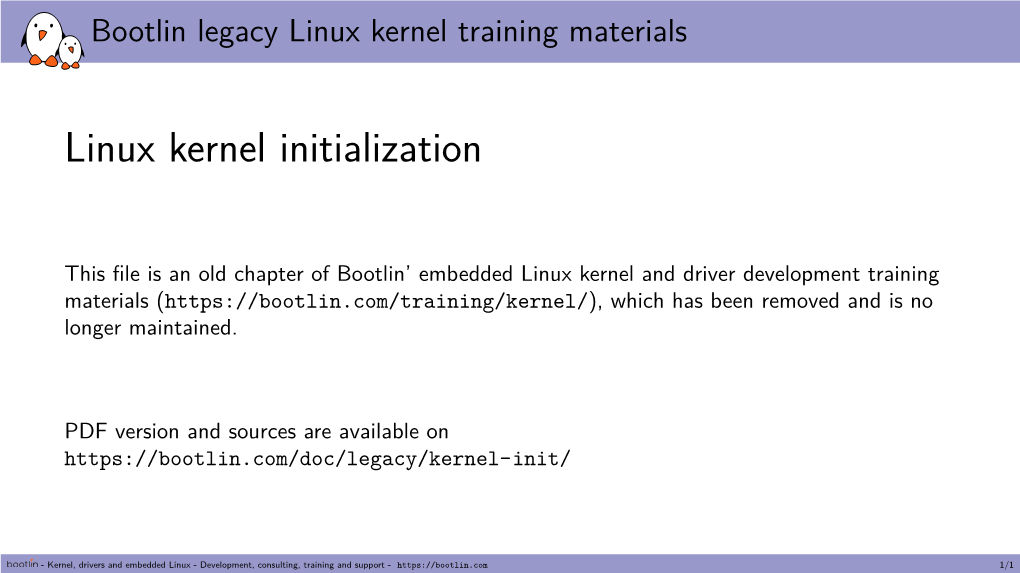 Linux Kernel Initialization