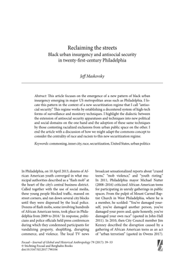 Reclaiming the Streets: Black Urban Insurgency and Antisocial Security