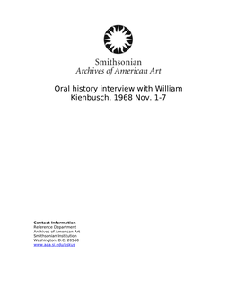 Oral History Interview with William Kienbusch, 1968 Nov. 1-7