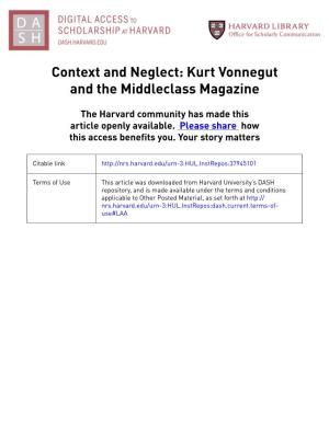 Context and Neglect: Kurt Vonnegut and the Middleclass Magazine