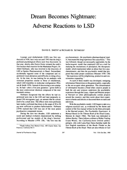 Adverse Reactions to LSD