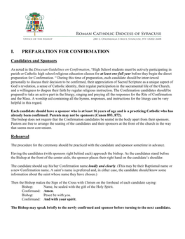 Confirmation Preparation Guidelines