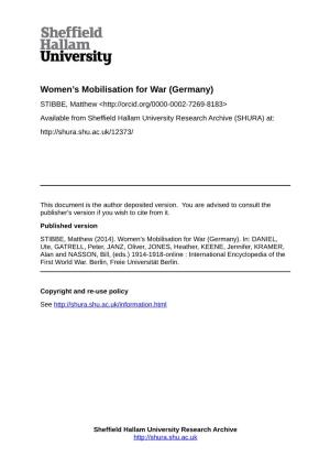 Women's Mobilisation for War (Germany) | 1914-1918-Online