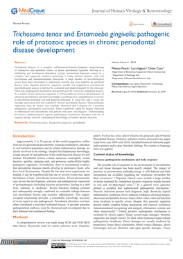 Trichosoma Tenax and Entamoeba Gingivalis: Pathogenic Role of Protozoic Species in Chronic Periodontal Disease Development