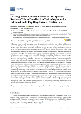 An Applied Review of Water Desalination Technologies and an Introduction to Capillary-Driven Desalination
