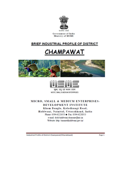 3. INDUSTRIAL SCENERIO of Champawat 3.1 Industry at a Glance