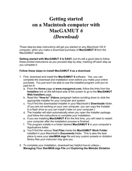 Getting Started on a Mac with Macgamut Download