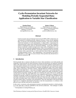 Cyclic-Permutation Invariant Networks for Modeling Periodic Sequential Data: Application to Variable Star Classification