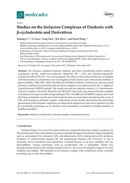 Studies on the Inclusion Complexes of Daidzein with Β-Cyclodextrin and Derivatives
