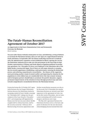 The Fatah-Hamas Reconciliation Agreement of October 2017