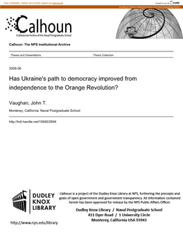 Has Ukraine's Path to Democracy Improved from Independence to the Orange Revolution?