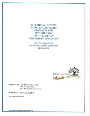 2018 Annual Report of Water Use, Water Diversion and Return Flow for the City of New Berlin, Wisconsin