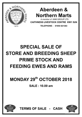Caithness Livestock Centre Kw1 5Un Telephone : 01955 621363