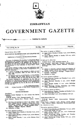 Zimbabwean ~ Government Gazette