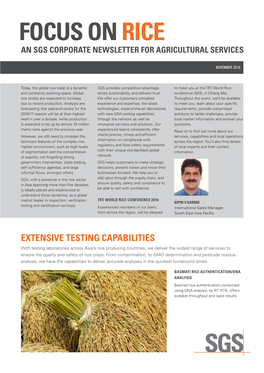 Focus on Rice an Sgs Corporate Newsletter for Agricultural Services