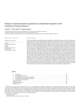 Analysis of Natural Product Regulation of Cannabinoid Receptors in the Treatment of Human Disease☆