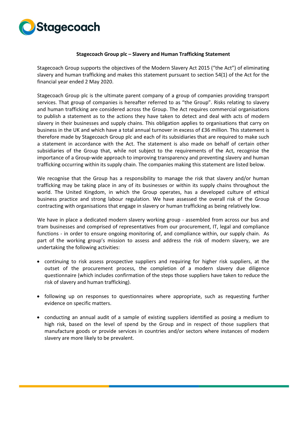 Modern Slavery Act Transparency Statement