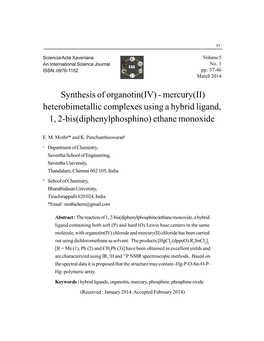 Mercury(II) Heterobimetallic Complexes Using a Hybrid Ligand, 1, 2-Bis(Diphenylphosphino) Ethane Monoxide