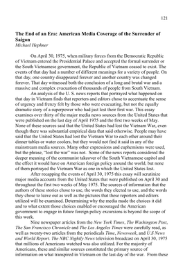 American Media Coverage of the Surrender of Saigon Michael Hephner