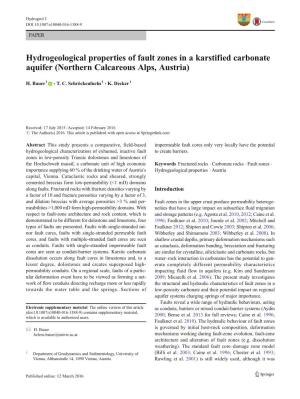 Hydrogeological Properties of Fault Zones in a Karstified Carbonate Aquifer (Northern Calcareous Alps, Austria)
