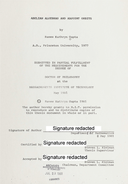 Signature Redacted Depaftmeng Hf Mathematics 8 May 1981