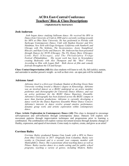 022519 Teachers Bio and Classes Description
