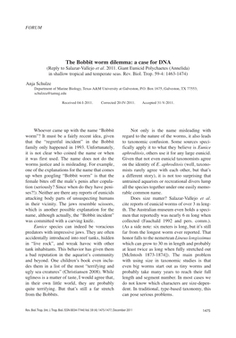 The Bobbit Worm Dilemma: a Case for DNA (Reply to Salazar-Vallejo Et Al