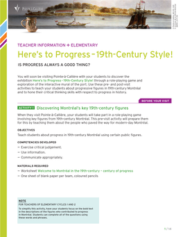 Here's to Progress – 19Th-Century Style!