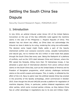 Settling the South China Sea Dispute
