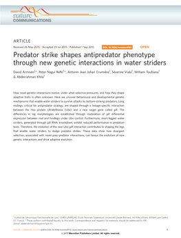 Predator Strike Shapes Antipredator Phenotype Through New Genetic Interactions in Water Striders