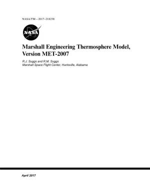 Marshall Engineering Thermosphere Model, Version MET-2007