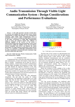 Audio Transmission Through Visible Light Communication System : Design Considerations and Performance Evaluations