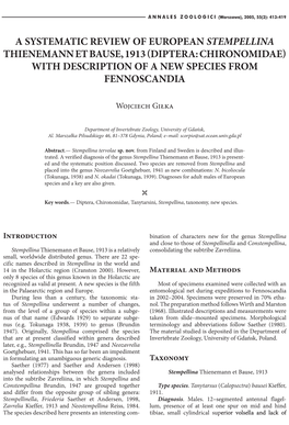 Diptera: Chironomidae) with Description of a New Species from Fennoscandia