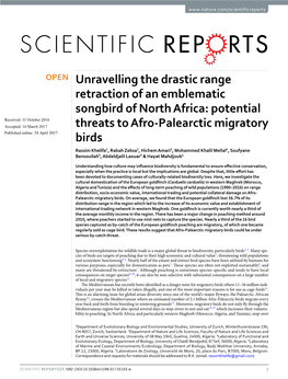 Potential Threats to Afro-Palearctic Migrato