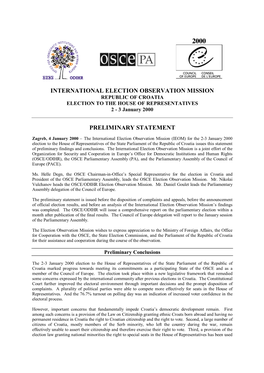 International Election Observation Mission Preliminary Statement