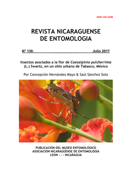 Insectos Asociados a La Flor De Caesalpinia Pulcherrima (L.) Swartz, En Un Sitio Urbano De Tabasco, México