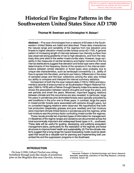 Historical Fire Regime Patterns in the Southwestern United States Since AD 1700