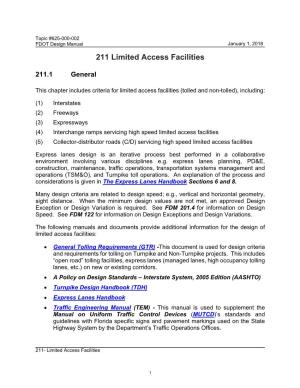211 Limited Access Facilities