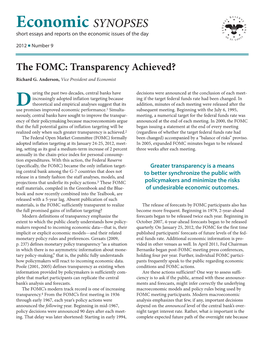 The FOMC: Transparency Achieved?