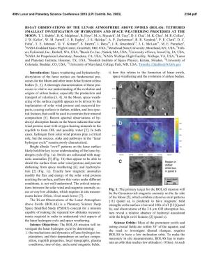 Bi-Sat Observations of the Lunar Atmosphere Above Swirls (Bolas): Tethered Smallsat Investigation of Hydration and Space Weathering Processes at the Moon