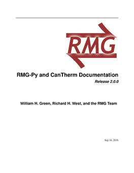 RMG-Py and Cantherm Documentation ⇌Release 2.0.0