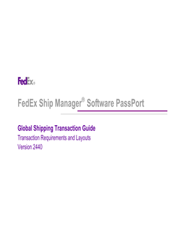 Fedex Ship Manager Software Passport