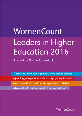 Womencount: Leaders in Higher Education 2016